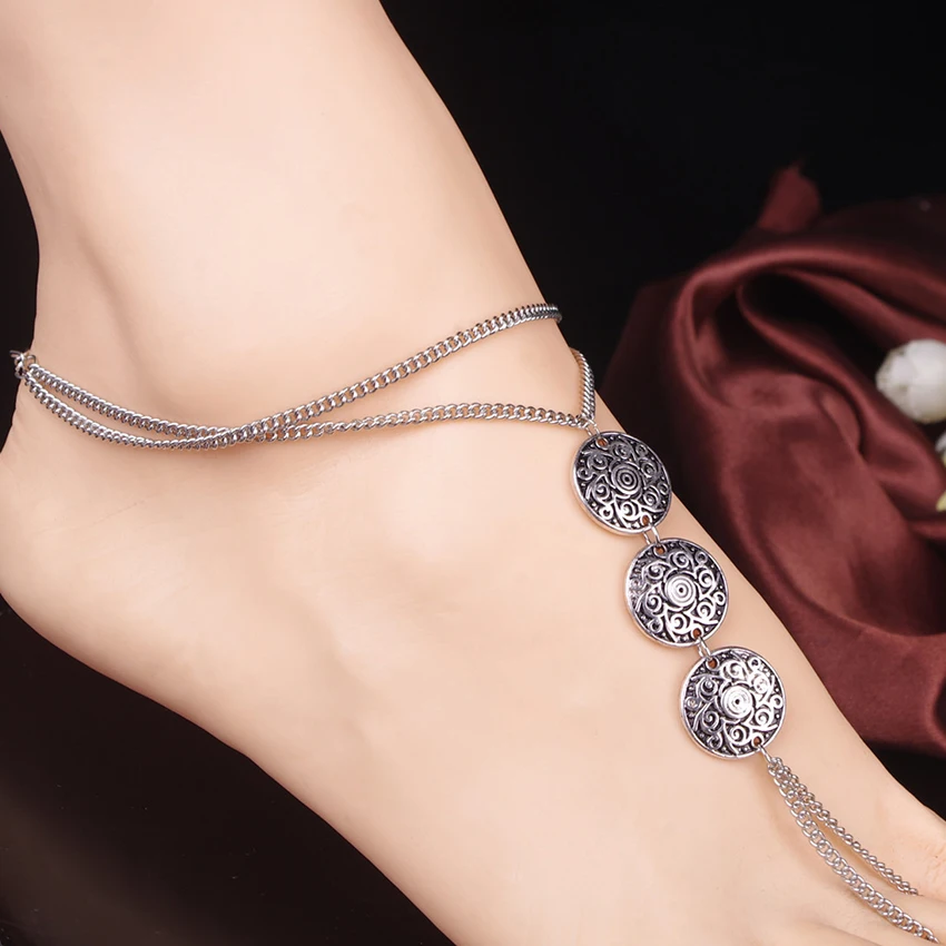 2016 Vintage Coin Anklet Women Bohemian Cavigliera Ankle Bracelet tornozeleira Boho Barefoot Sandals Feet Accessories Jewelry | Украшения и