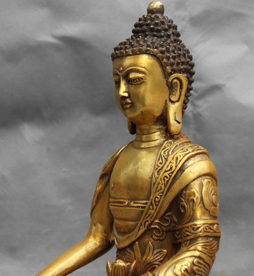 Будда Шакьямуни Статуя медная бронзовая позолота Amitabha Rulai Sakyamuni статуя бога Будды