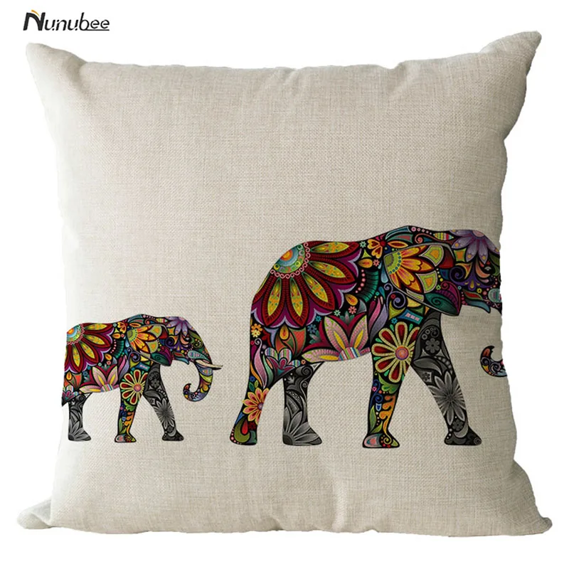 Симпатичные Красочные Индии Слон Наволочки материал хлопок лен сиденье стула и
