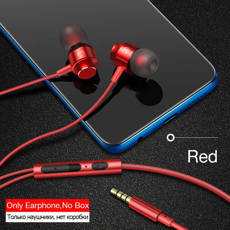 Red without case MOOJECAL наушники в ухо, проводные наушники с супер басами, наушники с микрофоном для телефонов, samsung, Xiaomi, Iphone, Apple, наушники - Цвет: Red without case
