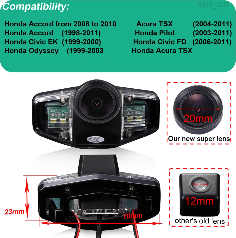 Камера 170 HD CCD градусов стандартная камера для Honda Accord Civic EK Odyssey AcuraTSX парковочная