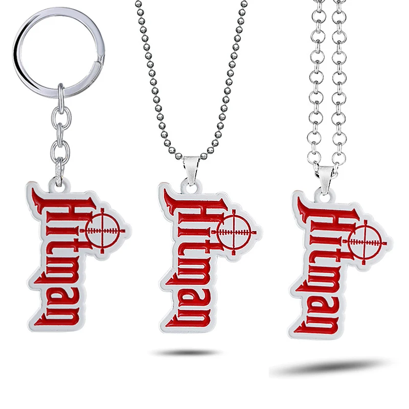 

Game Hitman 2 Logo Metal Keychain Pendant Necklace Chains Choker Necklaces Key Chains Car Keyring Charm Jewelry llaveros