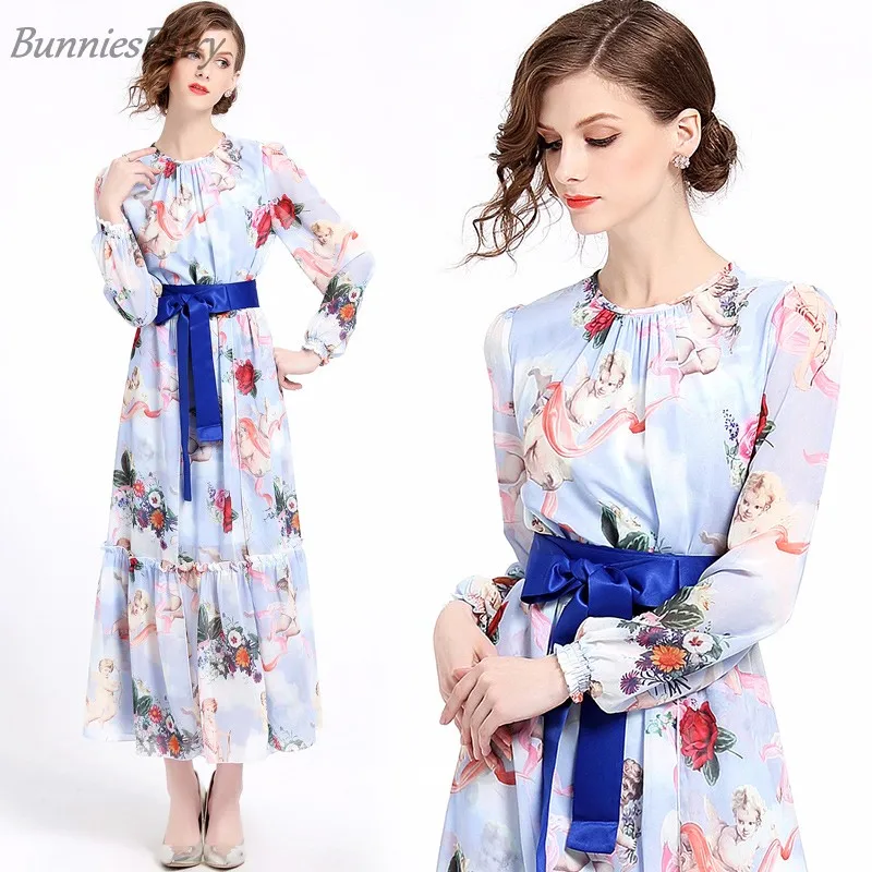 BunniesFairy богемный Вдохновленный Ангел Фэнтези цветочный принт длинное платье