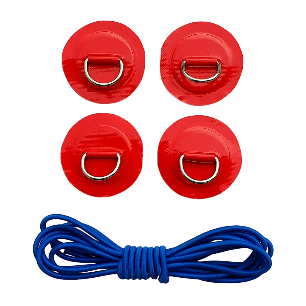 4pcs Durable Strong Marine 316 Stainless Steel D Ring Patch Pad Shock Rope for PVC Inflatable Boat Kayak Fishing Raft Dinghy | Спорт и
