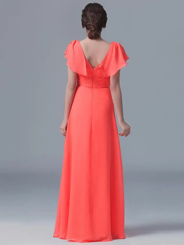 watermelon red Vestido boda mujer invitada2019 Новое шифоновое платье-труба с рукавом трапециевидной формы, богемное Мятное, зеленое, фиолетовое, арбузное красное платье подружки невесты lon - Color: watermelon red