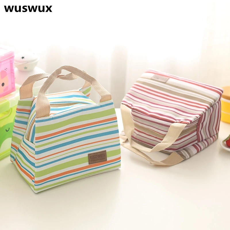 Новая модная мультяшная полосатая портативная детская изолированная сумка для