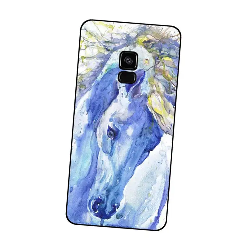 P239 Watercolor Horse Black Silicone Case Cover For Samsung Galaxy J2 J3 J4 J5 J6 J7 J8 Pro Plus Prime 2018 2017 |