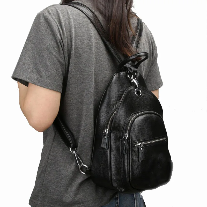 Модный женский рюкзак сумка из натуральной кожи нагрудная для девочек школьные