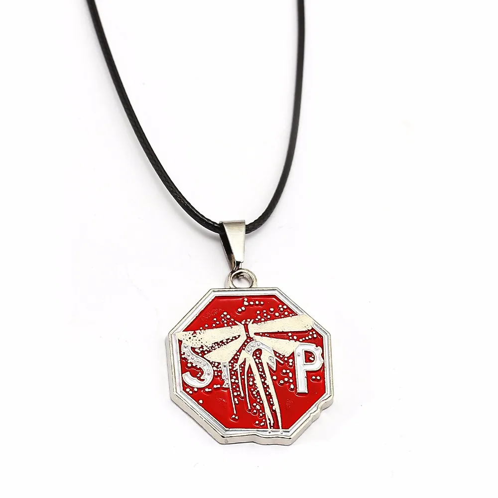 

Mengtuyi Souvenir Last Us 2 Metal Pendant Necklace Jewelry Necklace Geometric Red Sparkling Leather Chain