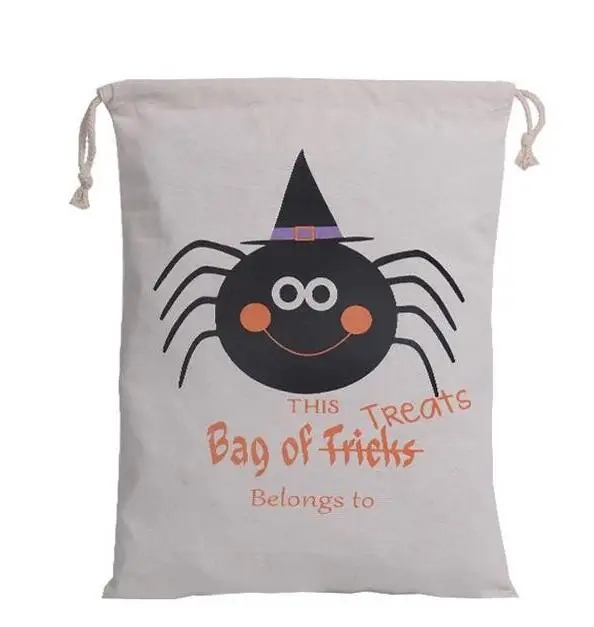 30 pcs 2017 New Halloween Sacks Bag Canvas Personalized Children Candy Gifts Pumpkin Spider treat or trick Drawstring Bags | Дом и сад