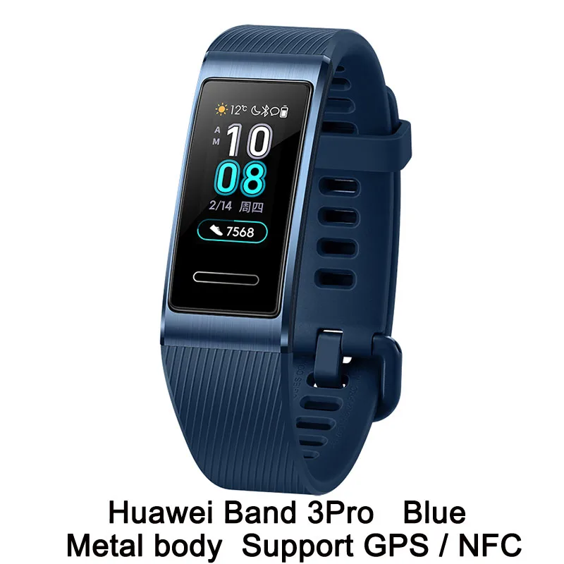 Band 3 Pro Blue Новейший huawei Band 3/Band 3 Pro 0,95 дюймов Поддержка gps NFC трекер для плавания Водонепроницаемый Bluetooth фитнес-трекер - Цвет: Band 3 Pro Blue