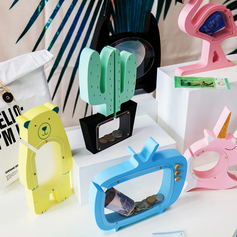 Скандинавский мультфильм Кактус Копилка домашний Декор деревянный кактус