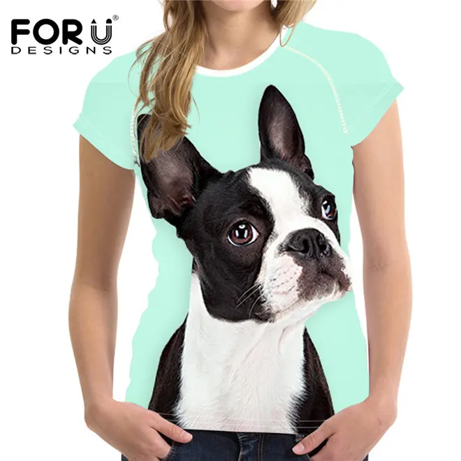 FORUDESIGNS/супер милые футболки с чихуахуа, женские летние топы, футболки с йоркширским принтом, женские модные футболки с бульдогом, Vetement Femme - Цвет: Z1490BV