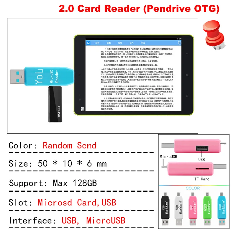 Kuman 2.0 OTG Card Reader USB MicroUSB Interface with Micro SD TF Slot Y214 Flash Memory for Phone | Компьютеры и офис