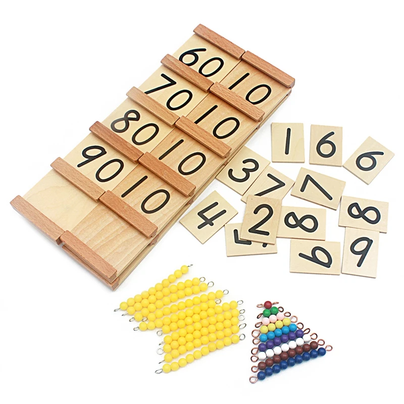 Tablero de madera Montessori para adolescentes y Tens, juguetes de barra con cuentas de Color para ni&ntilde;os, entrenamiento preescolar para la primera infancia, versi&oacute;n sencilla-0