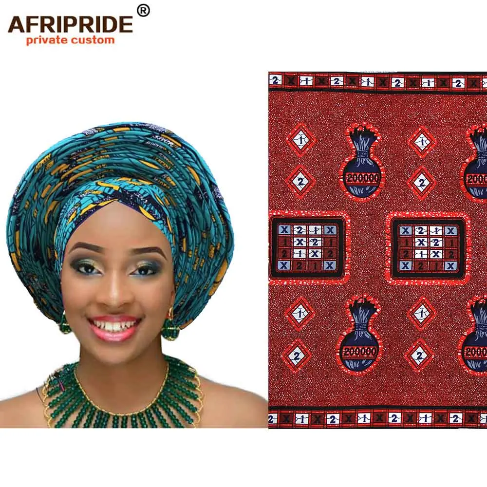 Африканский модный головной убор для женщин AFRIPRIDE bazin richi, ручная работа, хлопок, воск, принт, женский головной убор A19H001 - Цвет: 397J