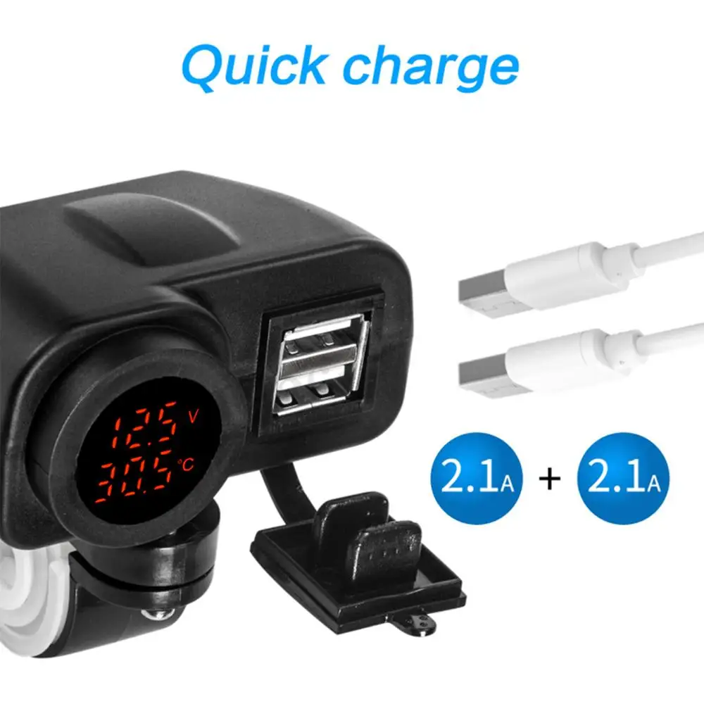 Зарядное устройство USB Partol для мотоциклов 12 В 2 1 А + а с цифровым вольтметром и