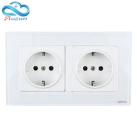 european standard double wall switch german wall socket tempered glass panel 86 double purpose 16a