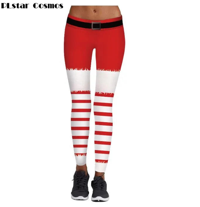 

PLstar Cosmos Women's Christmas Leggings Multicolor Stripe Printed Fashion Festival Clothes Female Slim Pants Drop Shipping