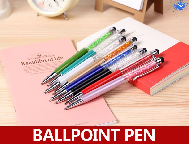 

10 color for chosen , high quality crystal ballpoint pen , colorful crytsal metal ball pen as school & office stationary