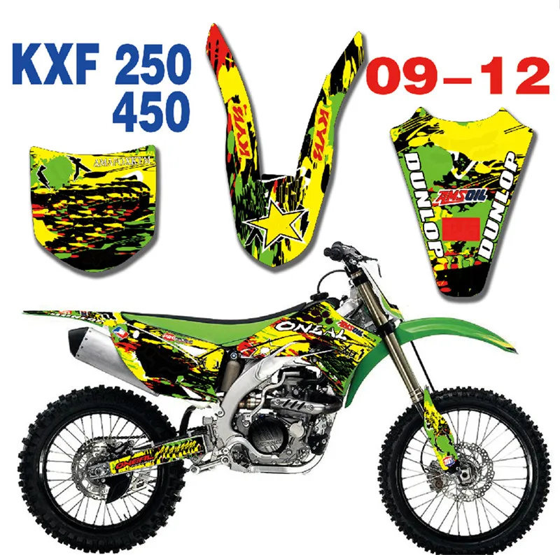 Графика фоны наклейки Наборы для Kawasaki KX250F KXF250 KX450F KXF450 2009 2010 2011 2012 KXF 250 450 KX 250F |