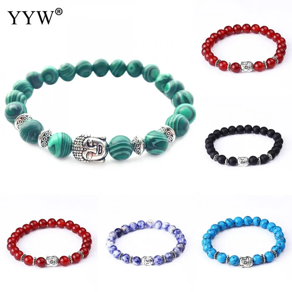 8mm Natural Stone Bracelets Jewelry Round Wrist Mala Aventurine Rose Tiger Eye Lave Quartz Prayer Buddhist Bracelet Unisex | Украшения и