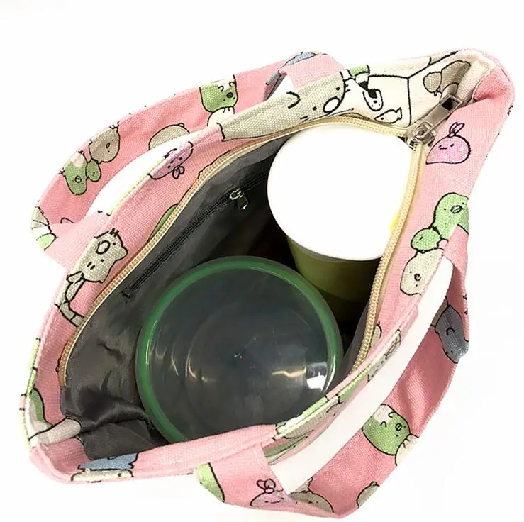 

IVYYE 1PCS Smile Doraemon Fashion Portable Canvas Lunch Bags Cartoon Picnic Bag Food Box Tote Storage For Women Girls Kids