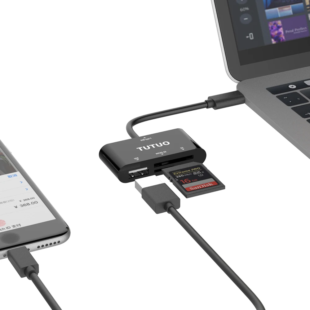 USB-концентратор TUTUO кардридер TF/SD порт USB 2 0 OTG многофункциональный адаптер для MacBook