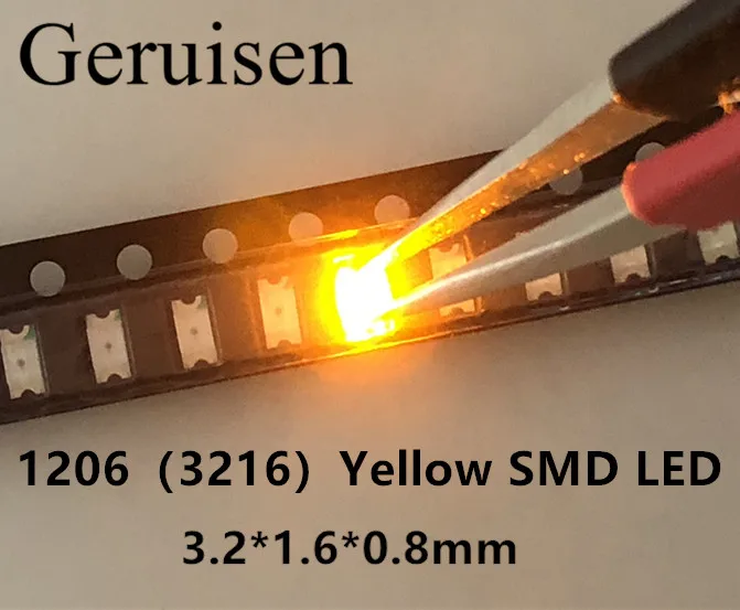 Бесплатная доставка SMD 1206 LED Желтые ультра яркие светодиоды желтый диоды