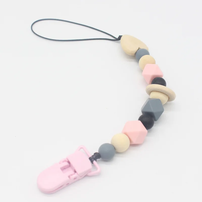 Pink Силиконовые клипсы для соски цепь соска с держателем для Детское Зубное кольцо держатель для младенцев клипсы в детской соске - Цвет: Pink