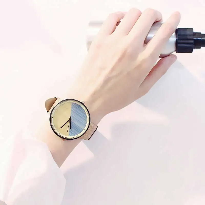 Модные часы для пары Montre Femme Повседневные винтажные кварцевые часы влюбленных деревянный кожаный ремешок для женщин и мужчин Reloj Mujer