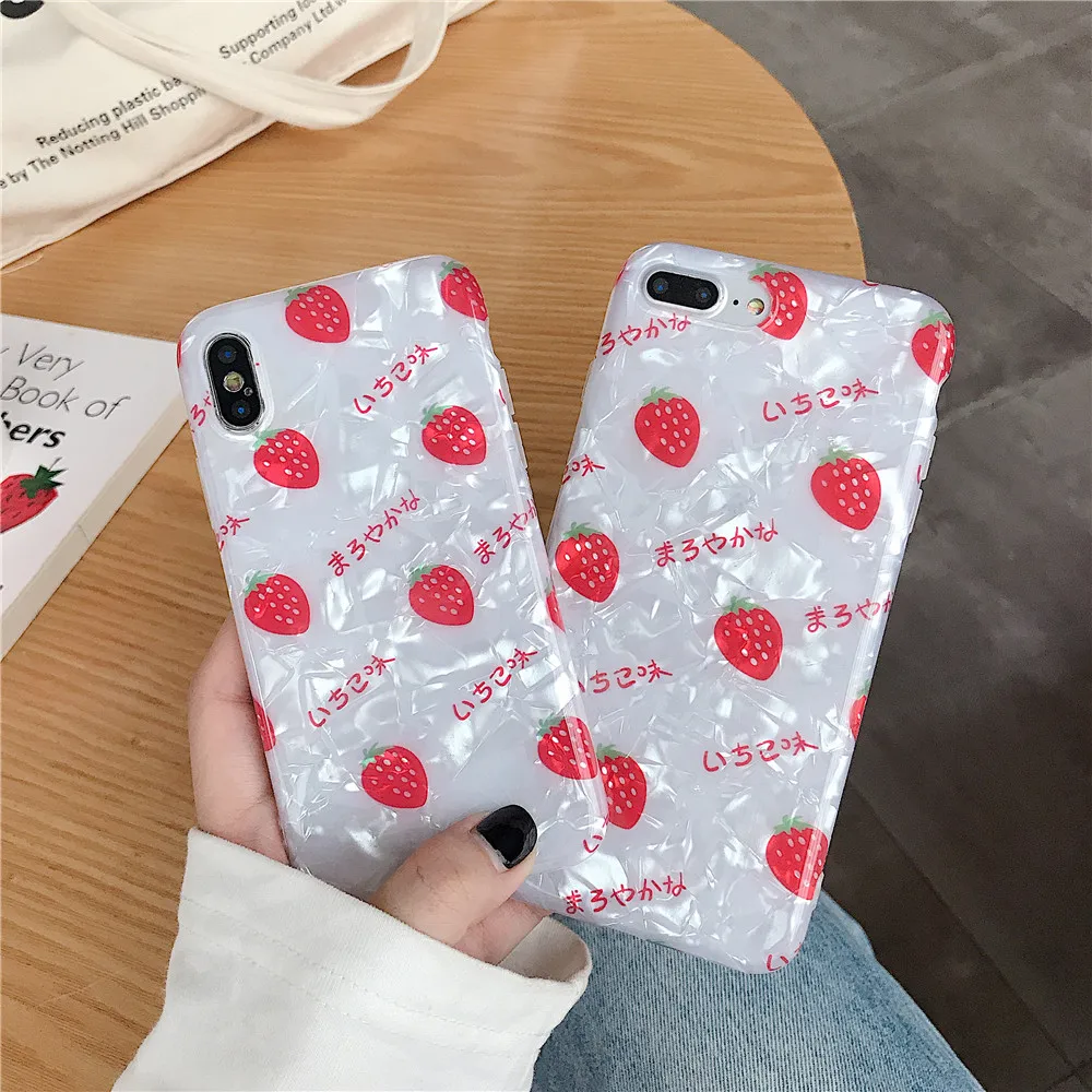 Мягкий чехол для iPhone X XS Max XR с рисунком клубники Модный 7 8 P 6 6s Plus простые защитные