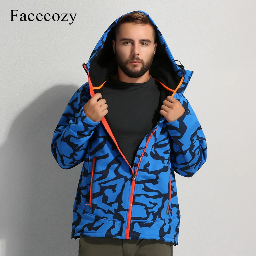 Мужская Флисовая Куртка Facecozy осенняя теплая куртка с капюшоном на молнии спереди