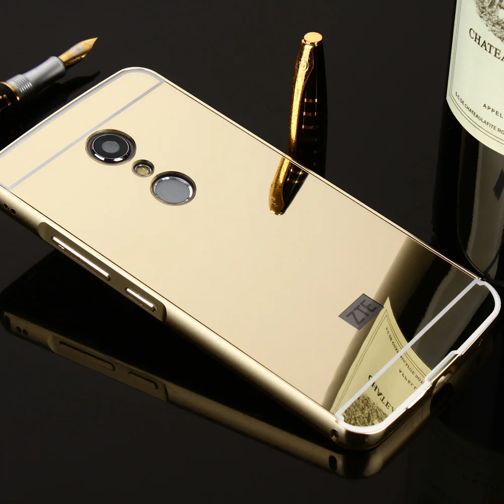 Gold Case Чехол для zte Axon 7 с золотым металлическим бампером, зеркальный акриловый Жесткий ПК Пластиковый чехол для телефона s для zte AXON 7 A2017 5," Чехол - Цвет: Gold Case