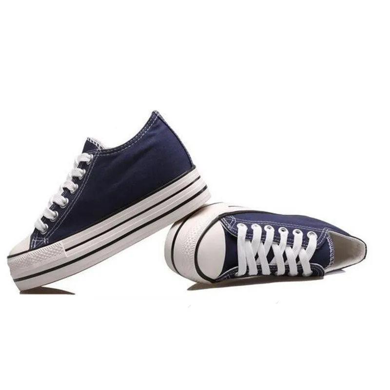 Новинка 2020 года Парусиновые туфли на танкетке с толстой подошвой Женская