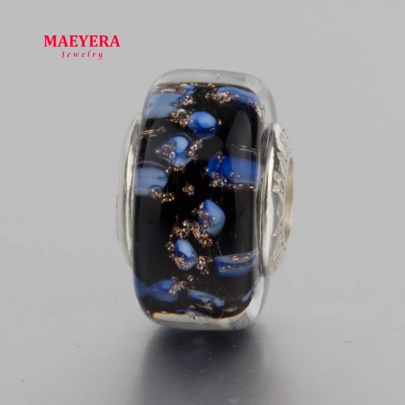 MAEYERA ювелирные изделия настоящее S925 ядро лампворк бусины пески синий горошек