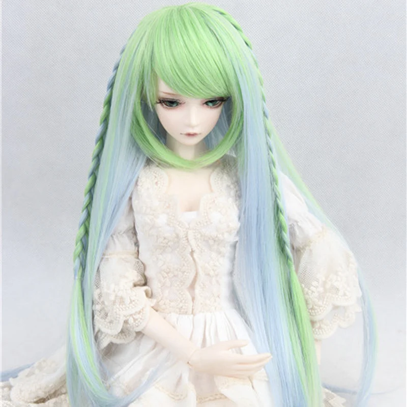 Allaosify BJD парик для 1/3, 1/4, 1/6, высокотемпературное волокно, для девочек, двойной закрученный косичка, прямые волосы для кукол, bjd волосы