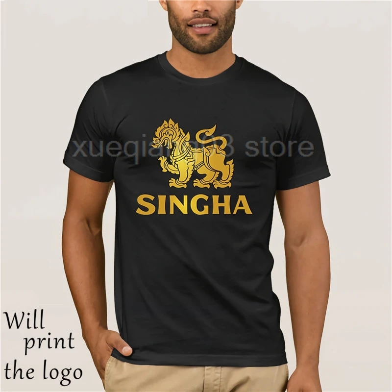 Новая мода Singha логотип пива Футболка Мужской пуловер свободная футболка Топы