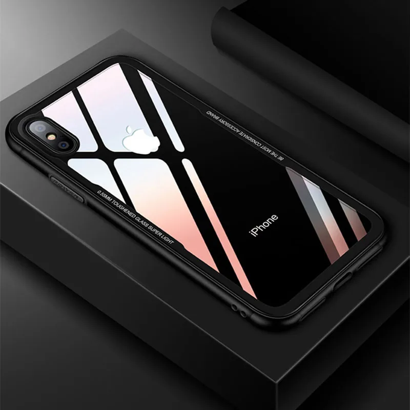 Чехол для iPhone X 10 закаленное стекло Прозрачный Прозрачная крышка на бампер Apple 6S 7 8