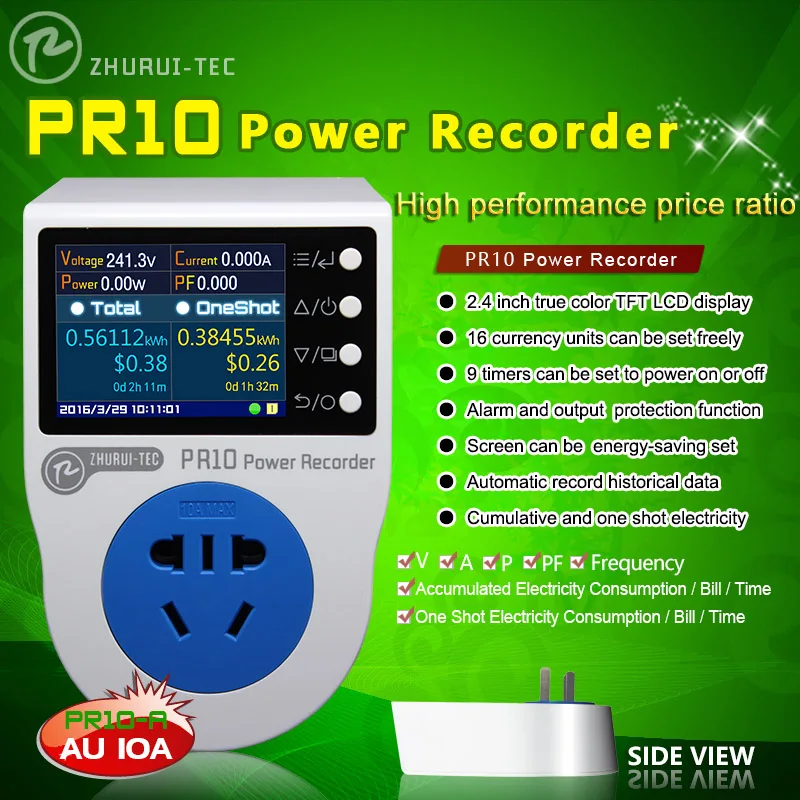 PR10-A AU 10A разъем/регистратор электропитания/счетчик энергии/может измерять/запись/сигнал тревоги/синхронизации/0,1~ 2500 Вт