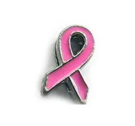 

(20, 50)PCS/lot 8MM Pink Ribbon Tie Slide Charms DIY Alloy Accessories Fit For 8mm Keychains Wristband Bracelet