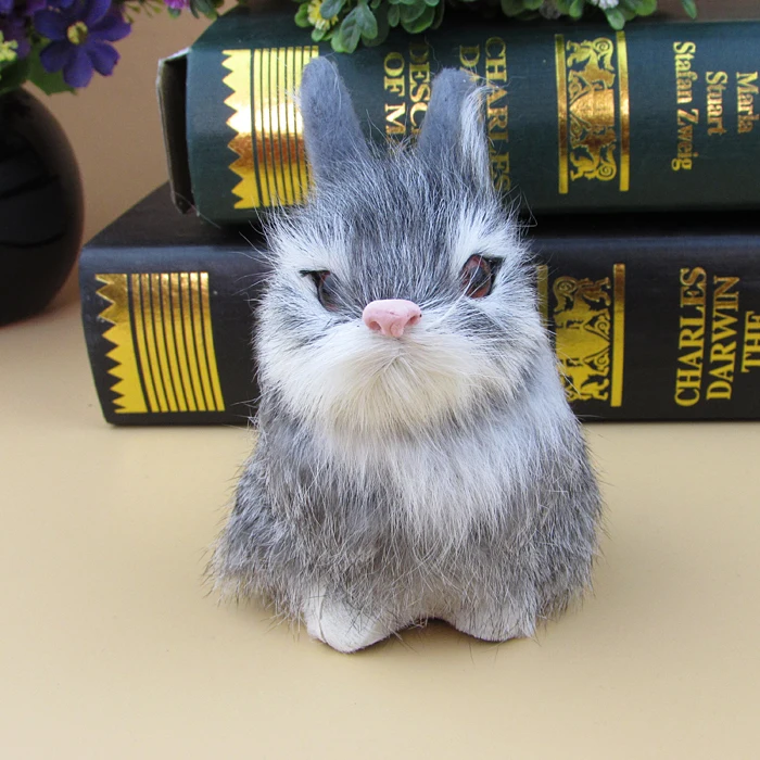 

Simulation gray rabbit polyethylene&furs rabbit model funny gift about 8cmx8cmx12cm