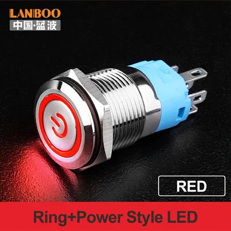 Red Light Symbol LANBOO 16 мм led buttonswitch прямые продажи с фабрики, кнопочный переключатель производство - Цвет: Red Light Symbol