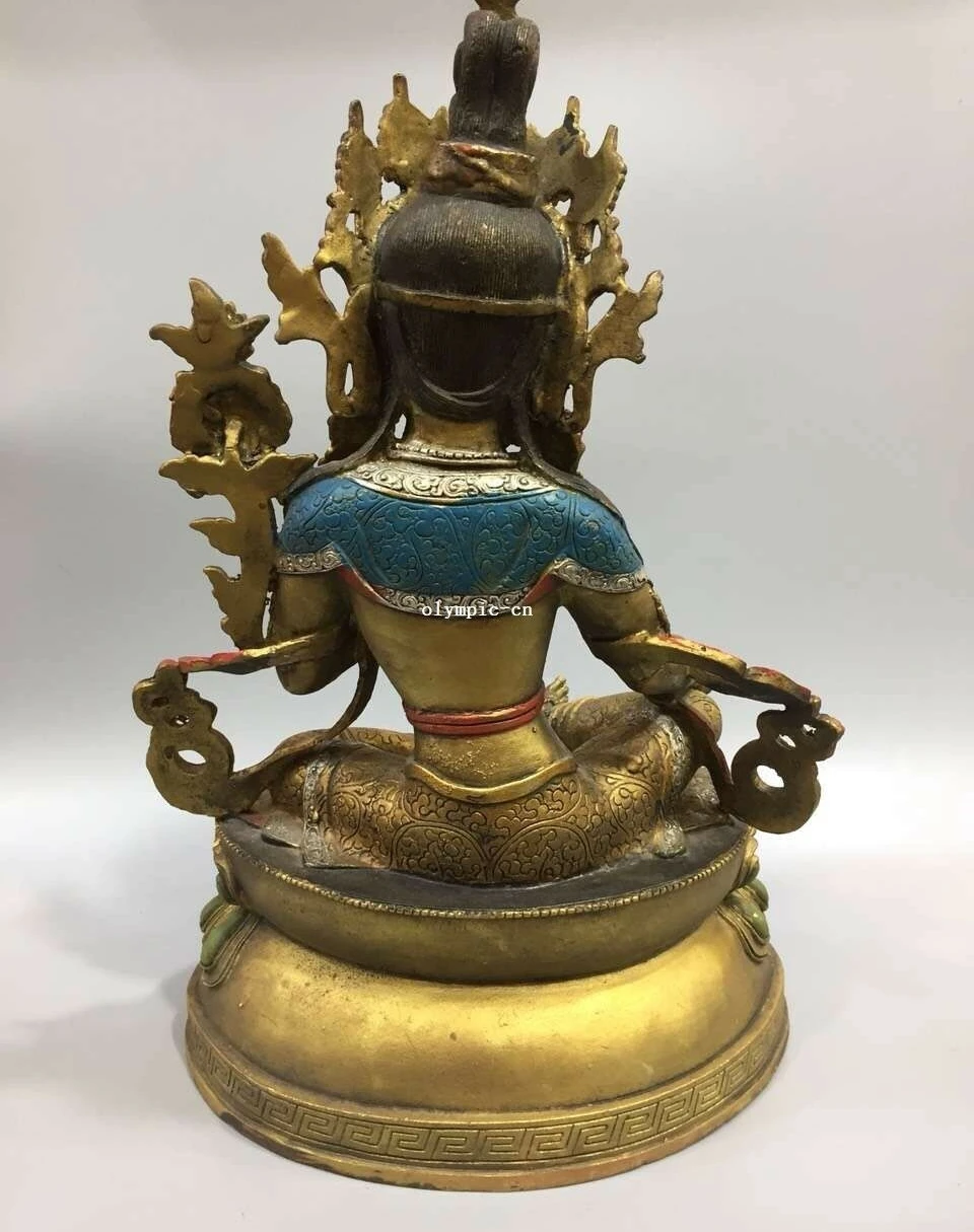 14'' bronze copper gold silver carved buddhism Avalokitesvara White tara statue | Дом и сад