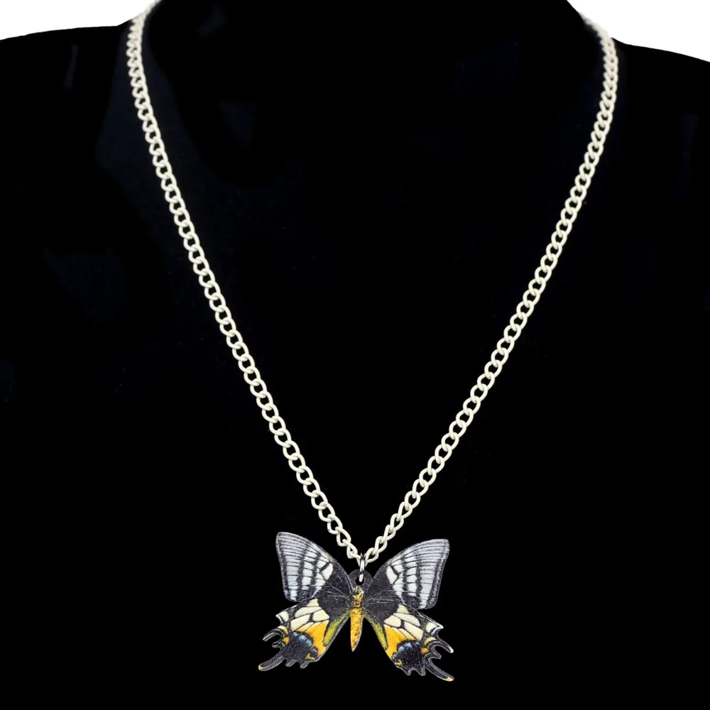 Bonsny Acrylic Golden Kaiserihind Butterfly Necklace Pendant Chain Collar Summer Tropic Insect Jewelry For Women Girls Gift New | Украшения