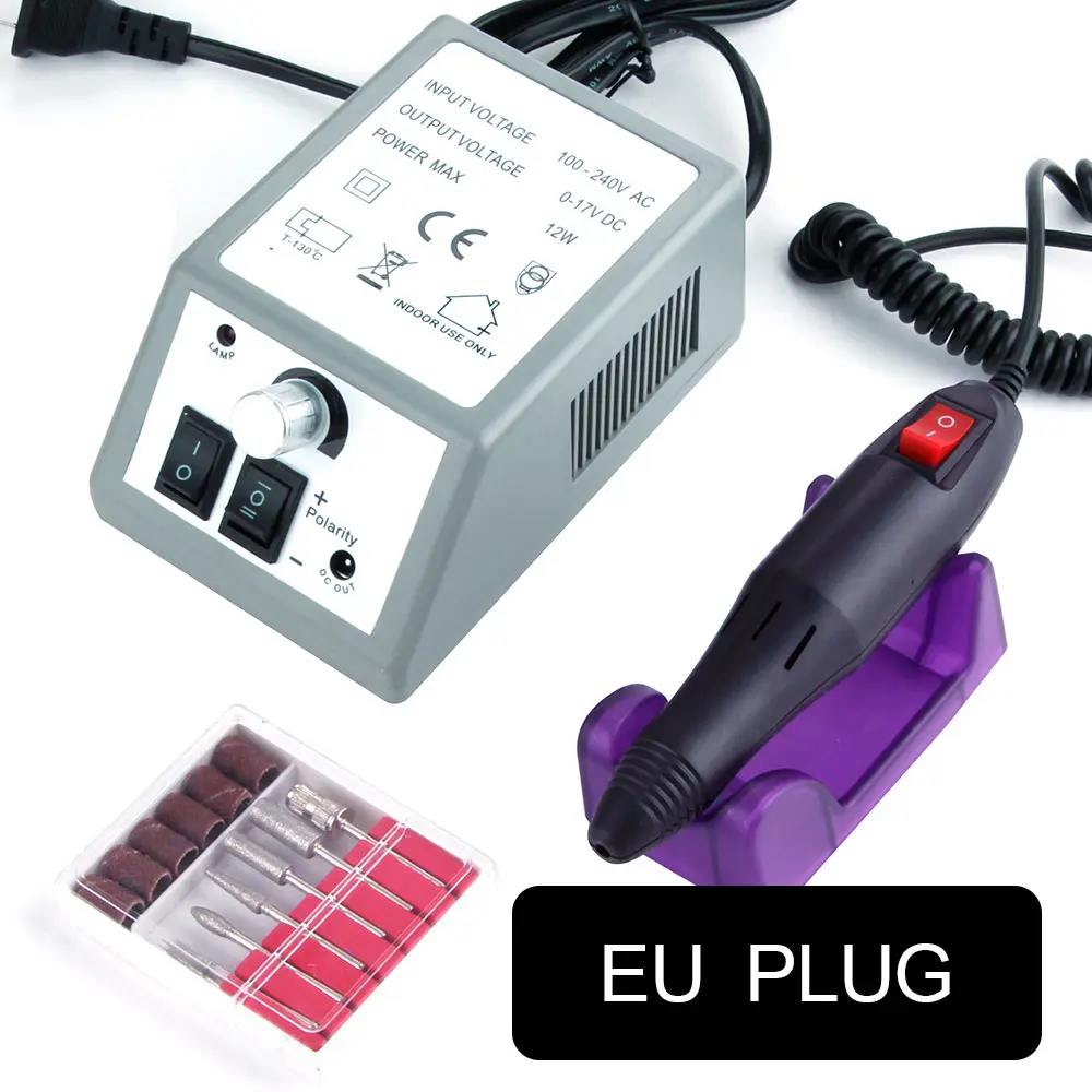 Grey EU Plug Электрический маникюрный набор, профессиональные педикюрные ножницы, набор сверл для ногтей, маникюрный аппарат, пилочка для ногтей, инструменты, керамика, Cutte - Цвет: Grey EU Plug