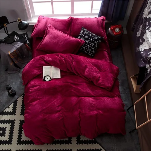 bedding set 8 Флисовый теплый Твин Полный Королева Комплект постельного белья королевского размера серый коричневый пододеяльник/пододеяльник простыня комплект ropa de cama parrure de lit - Цвет: bedding set 8