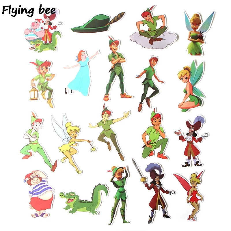 Flyingbee 19 шт. Питер Пэн мультфильмы стикер водонепроницаемый Скрапбукинг для телефона багаж ноутбук велосипед гитарная надпись наклейка s X0284