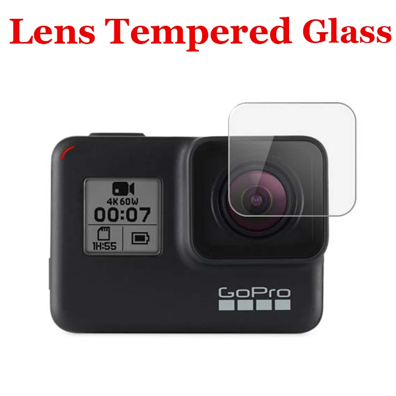 Lens Glass Для Go Pro Hero 5/6/7/8, цвета: черный с уровнем твердости 9H 2.5D Камера объектив/ЖК-дисплей Экран Премиум Защитная пленка из закаленного стекла - Цвет: Lens Glass