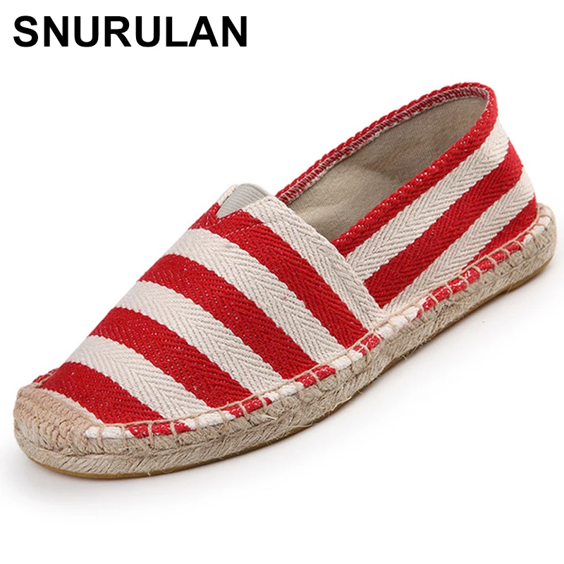 

SNURULANWomen Casual Shoes 2018 Spring Women Loafers Cane Hemp Straw Fisherman Flat Heel Shoes Women's Slip on Female ShoesE388